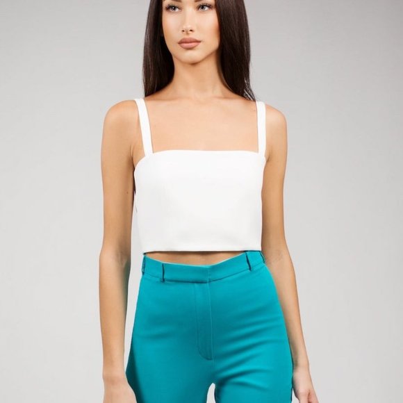 CROP WHITE TOP IVORY REAR ZIP - Picture 5 of 8